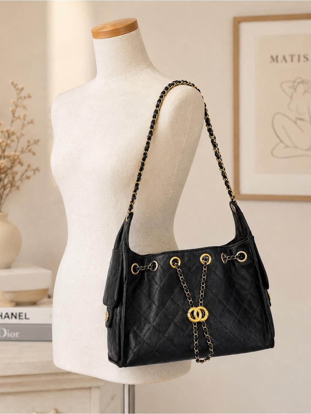 Adornia Black Quilted Bag